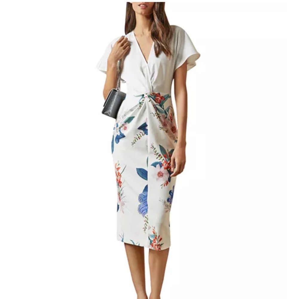 Ted Baker Nerris Twisted Dress 0 Floral White
